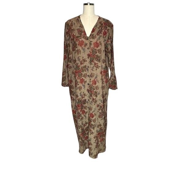 April Cornell Floral Shimmering Rose Metallic Long Duster Jacket| L - Picture 3 of 12
